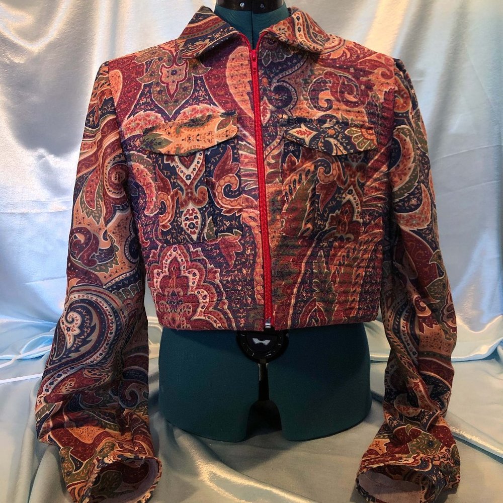 quilted crop zip up jacket